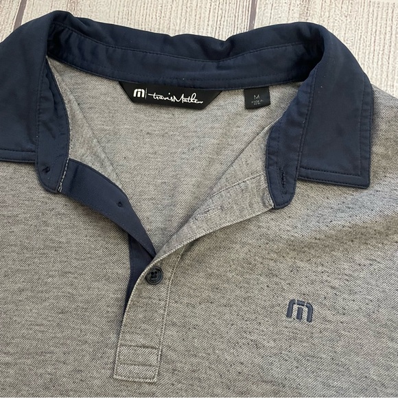 TRAVIS MATHEW Men’s Home Game Light Gray Polo Shirt with Navy Accents Size Med - Picture 8 of 15